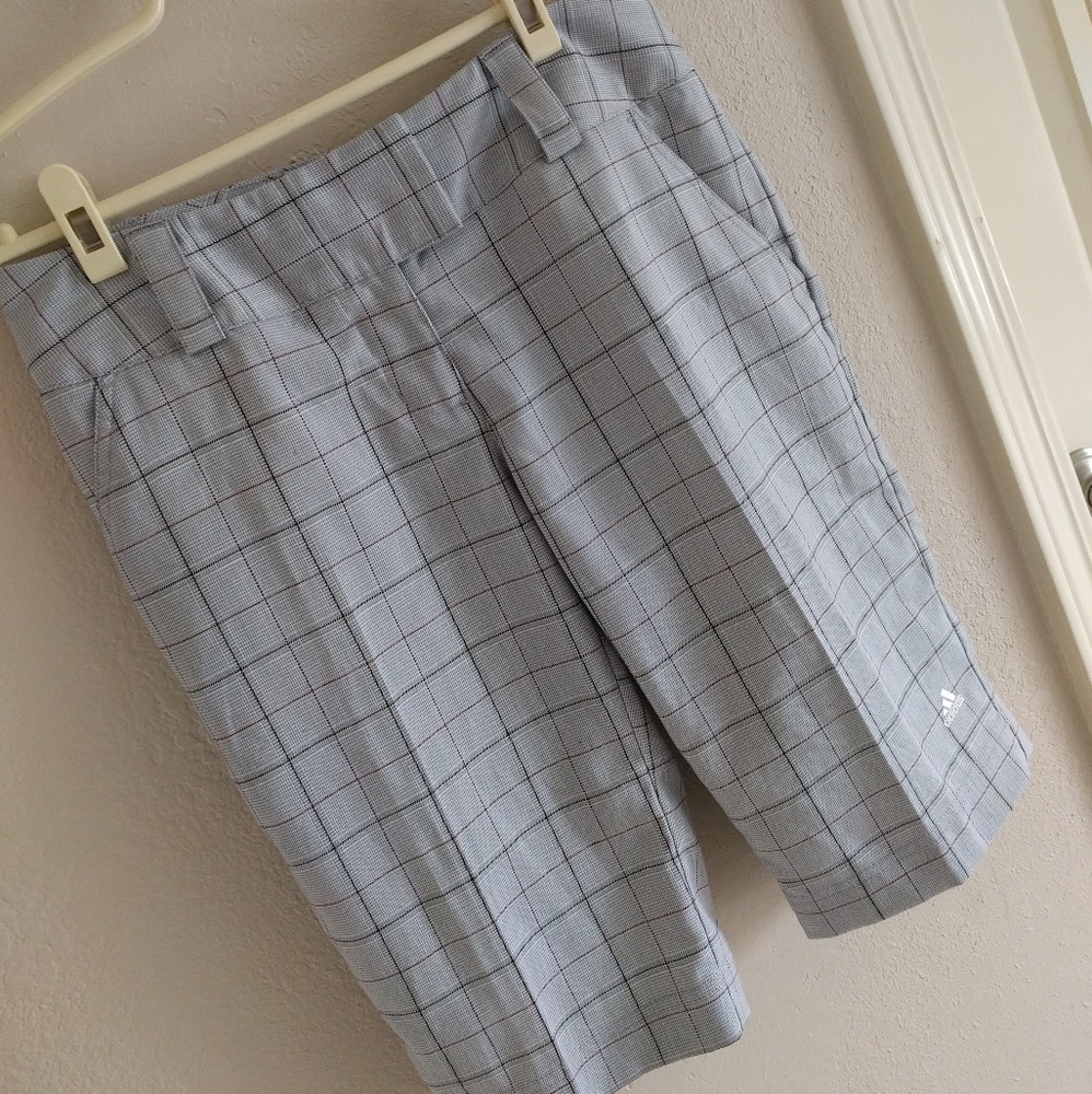 NWT Adidas Women Plaid Golf Bermuda Stretch Shorts